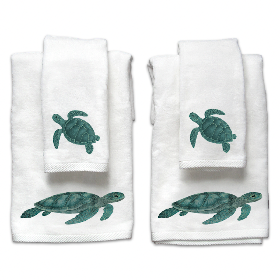 Sea Turtle Embroidered Guest Towel Set