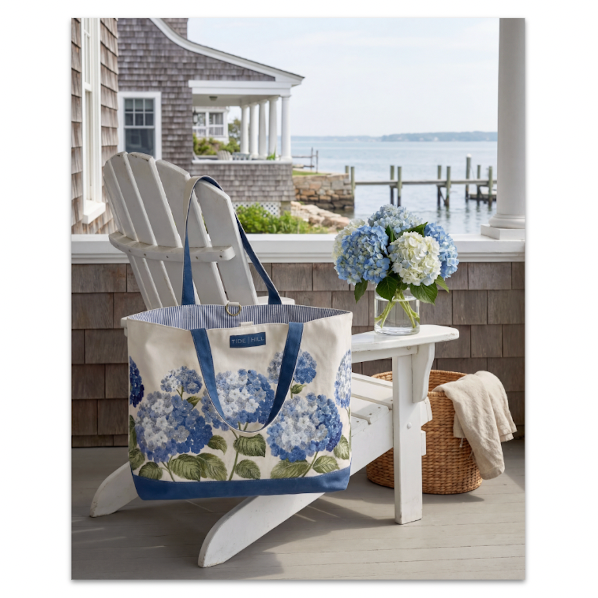 Hydrangea Embroidered Tote Bag