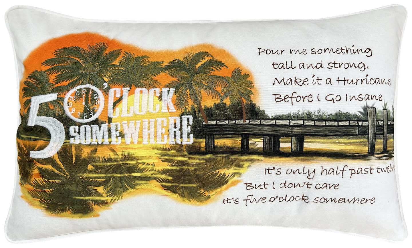 It's 5 O'Clock Somewhere Guitar Embroidered Pillow Cover