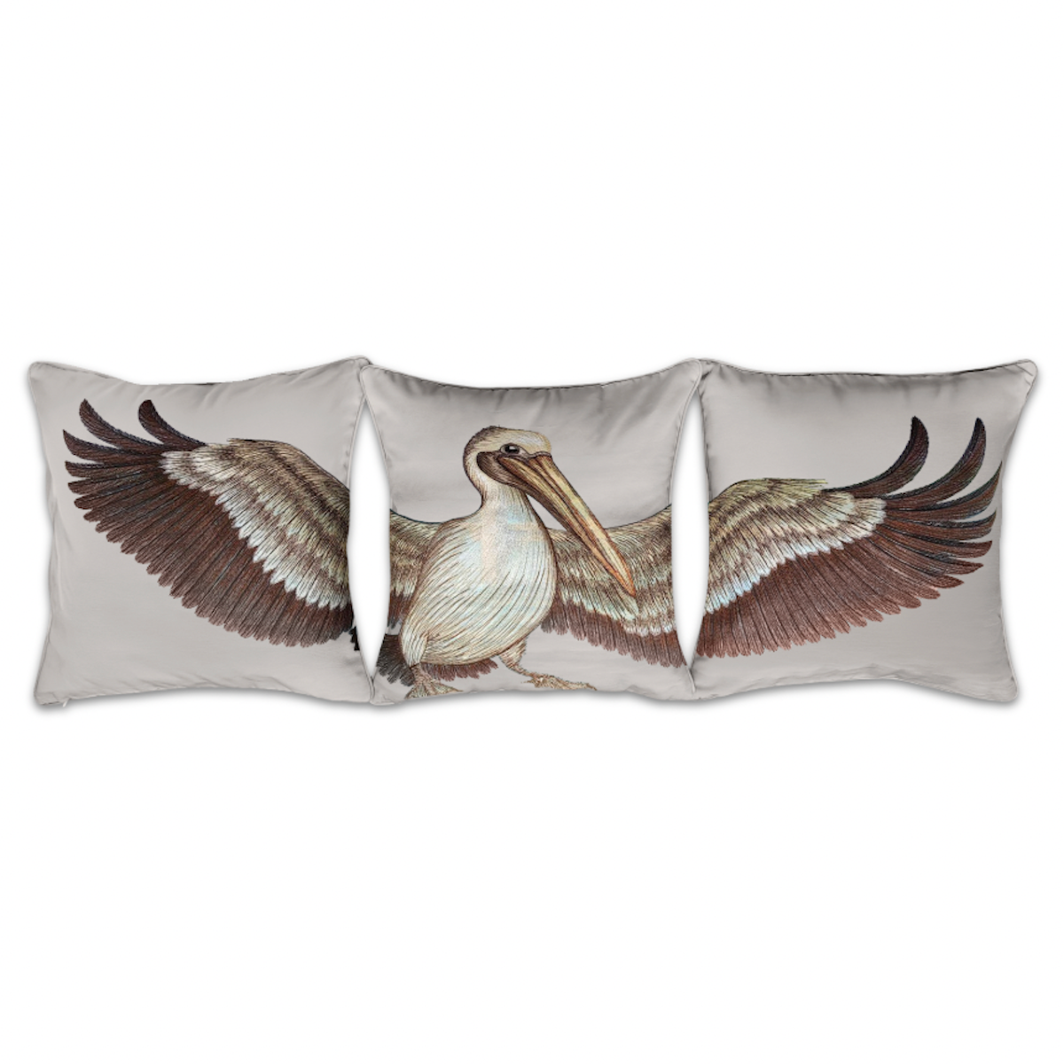 Pelican Embroidered Outdoor 3 Piece Pillow Cover Set