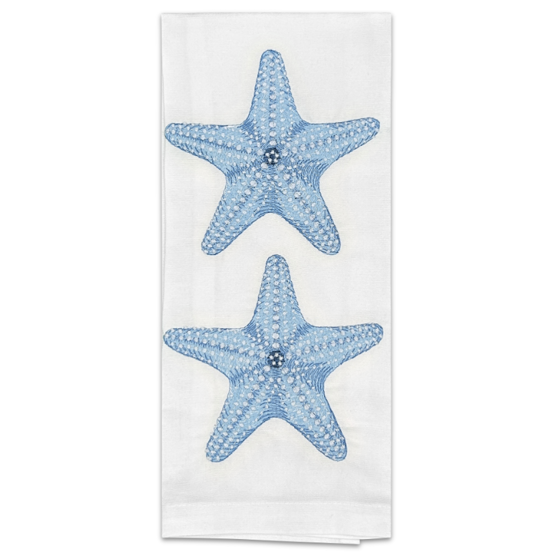 Starfish Embroidered Tea Towel