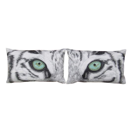 White Tiger Embroidered Pillow Cover Set