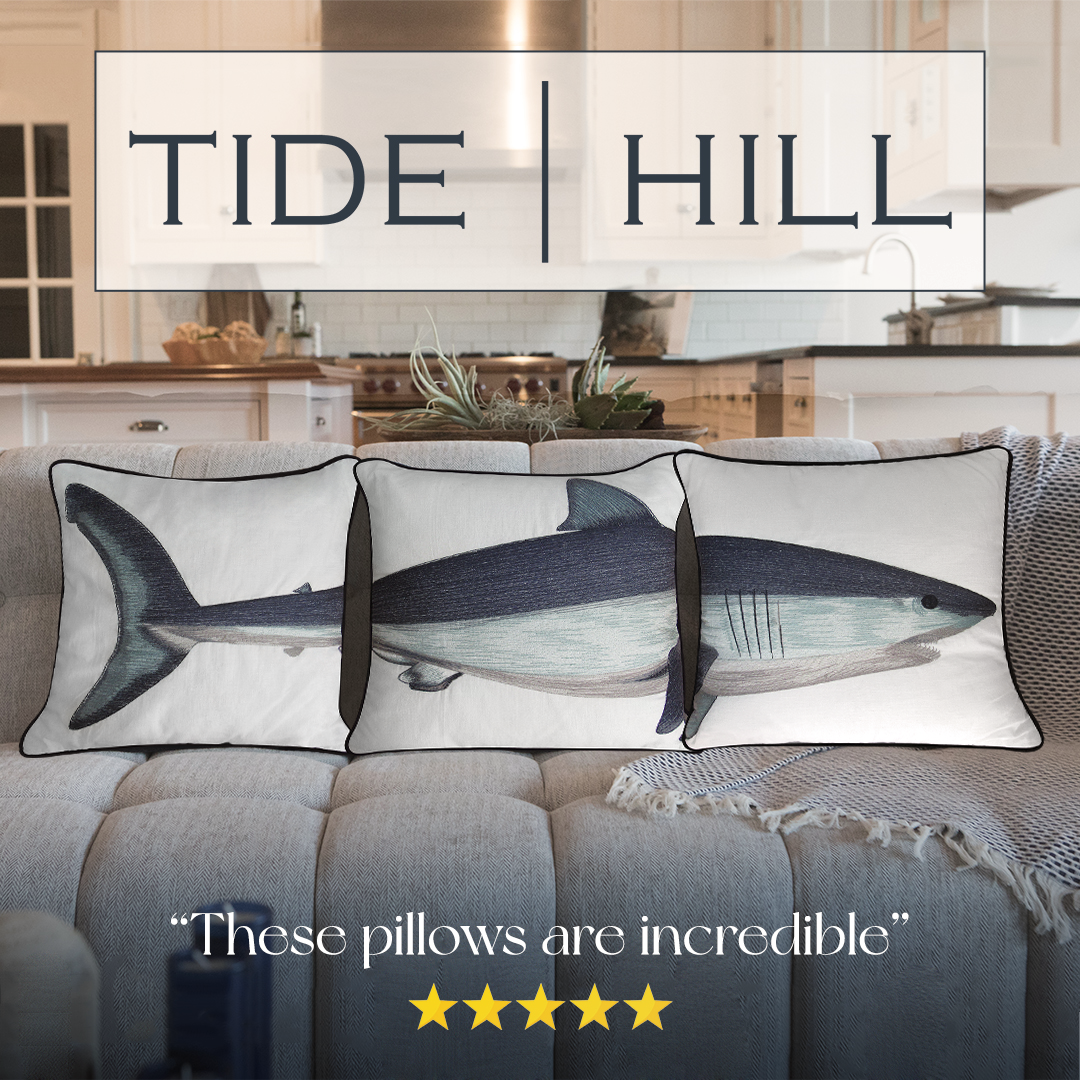 Mako Shark Embroidered Pillow Cover Set