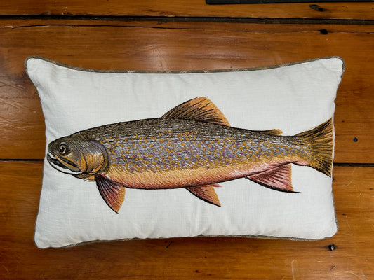 Brook Trout Single Embroidered Pillow Cover