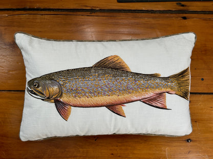 Brook Trout Single Embroidered Pillow Cover