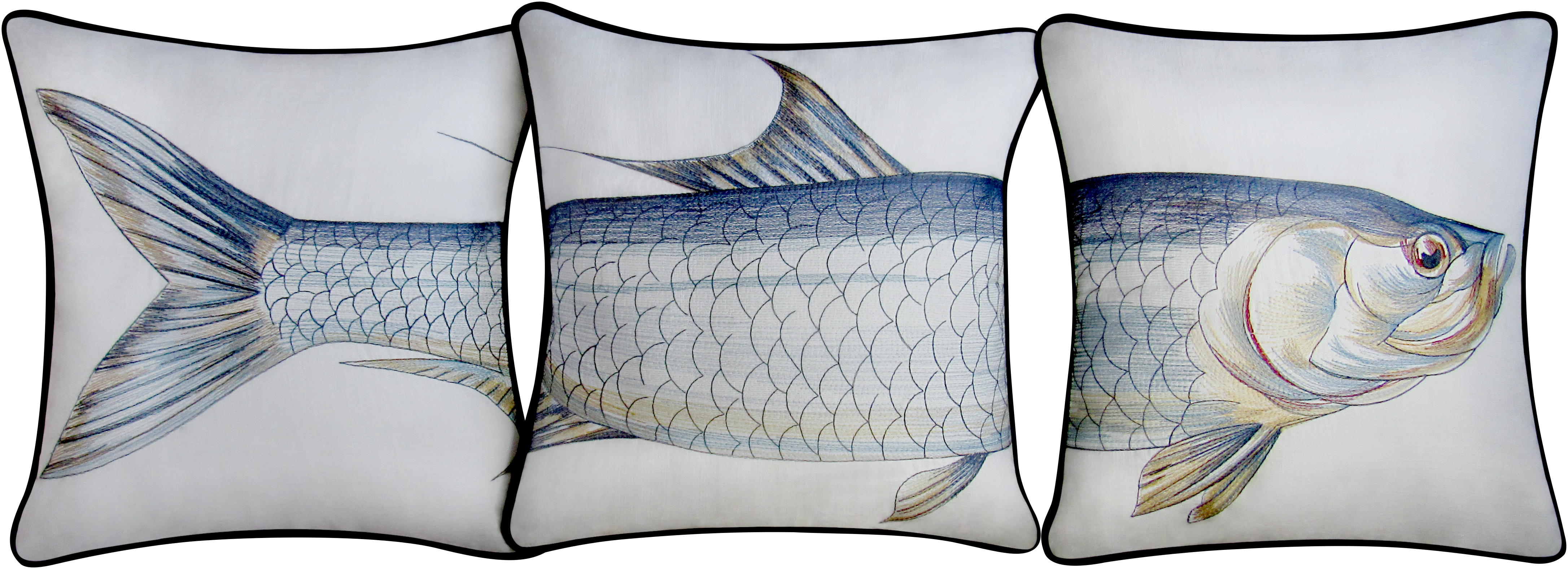 Tarpon 'Natural' Embroidered Pillow Cover Set – Tide Hill