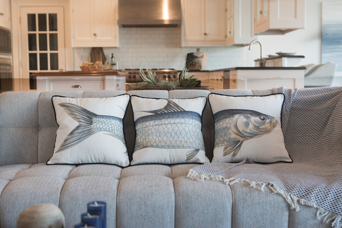 Tarpon 'Natural' Embroidered Pillow Cover Set