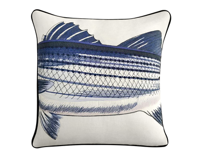 Striped Bass Embroidered Pillow Cover Set