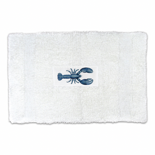 Blue Lobster Embroidered Bath Mat
