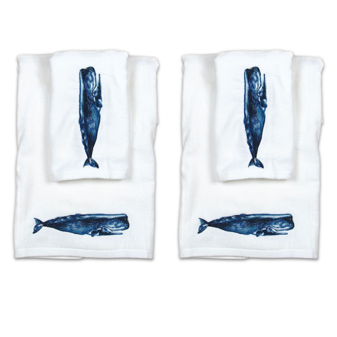 Whale Embroidered Guest Towel Set