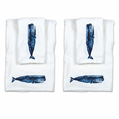 Whale Embroidered Guest Towel Set