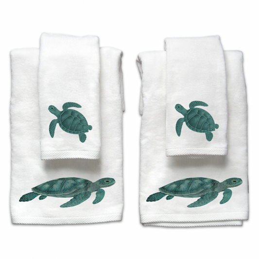 Sea Turtle Embroidered Guest Towel Set