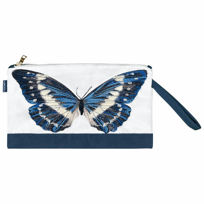 Blue Butterfly Wristlet Clutch Bag