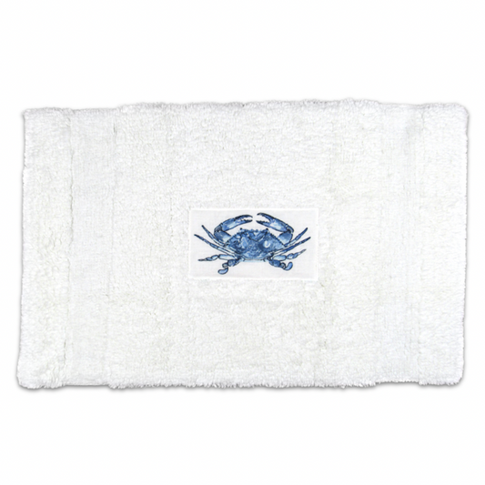 Blue Crab Embroidered Bath Mat