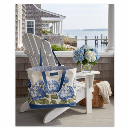 Hydrangea Embroidered Tote Bag