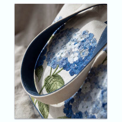 Hydrangea Embroidered Tote Bag