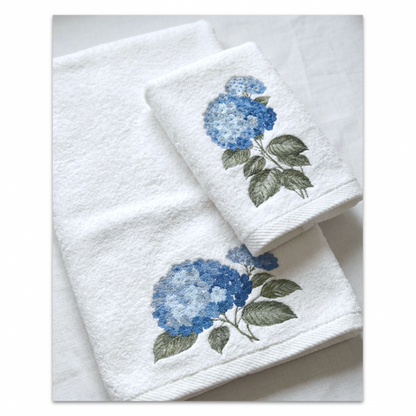 Hydrangea Embroidered Guest Towel Set