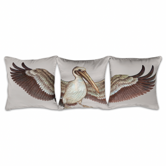 Pelican Embroidered Outdoor 3 Piece Pillow Cover Set
