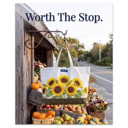 Sunflower Embroidered Tote Bag
