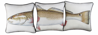 Redfish 3 Piece Embroidered Pillow Cover Set