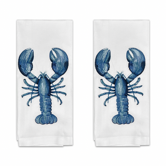 Blue Lobster Tea Towel Pair