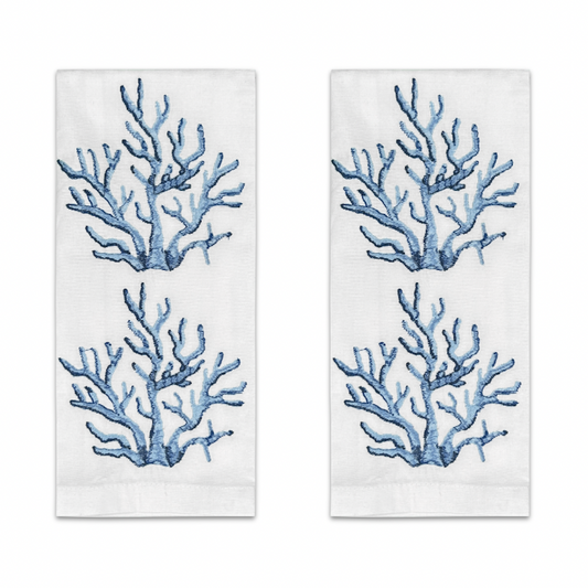 Coral Tea Towel Pair