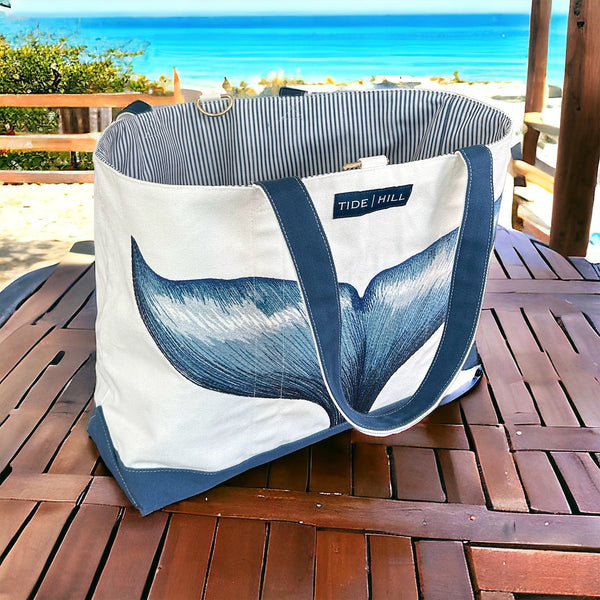 Whale Tail X-Large Embroidered Tote Bag – Tide Hill