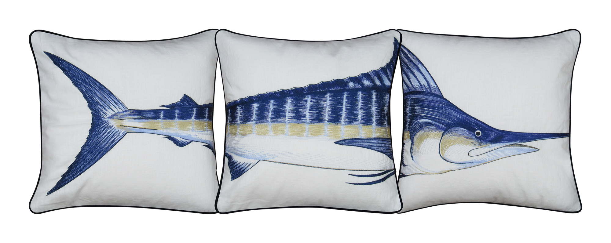 Marlin Embroidered Pillow Cover Set
