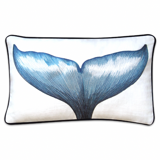 Whale Tail Embroidered Pillow Cover
