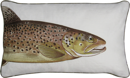Brown Trout Embroidered Pillow Cover Set