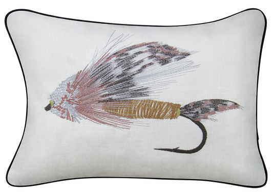 Muddler Minnow Fly Embroidered Pillow Cover