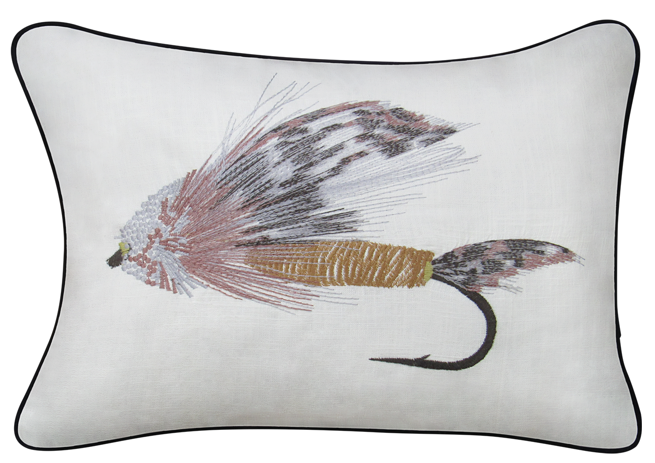 Muddler Minnow Fly Embroidered Pillow Cover