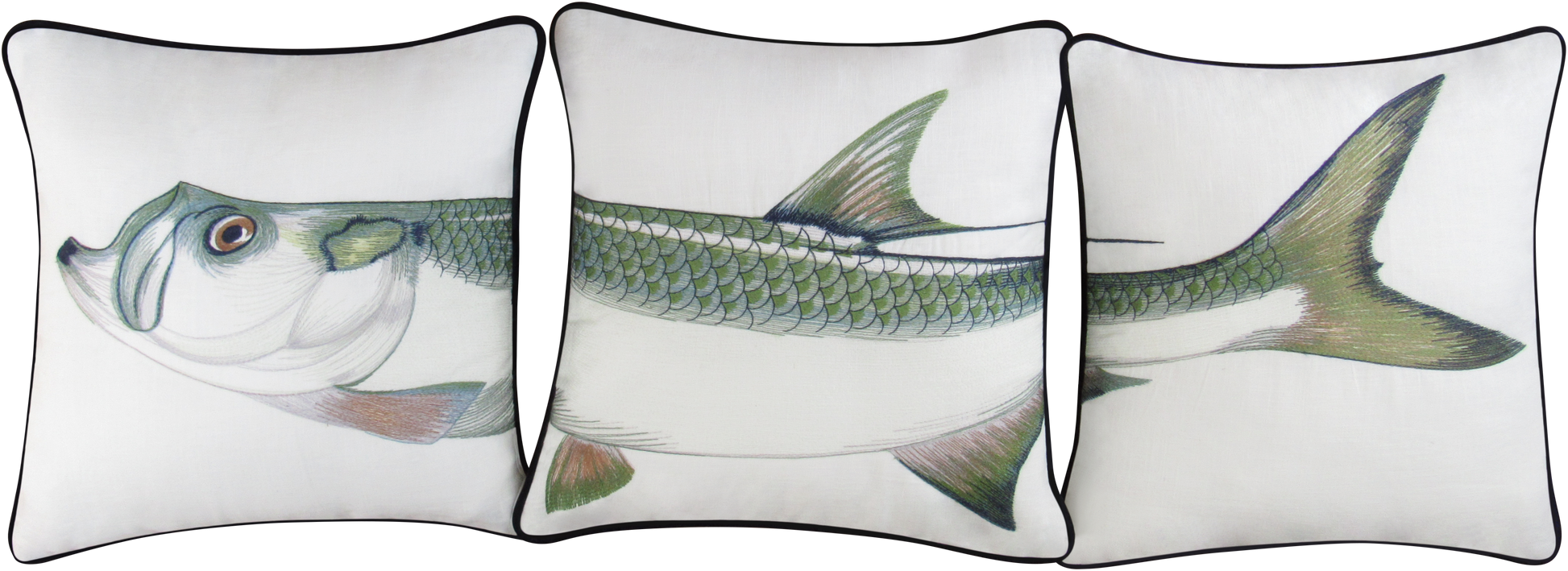 Tarpon Green Embroidered Pillow Cover Set – Tide Hill