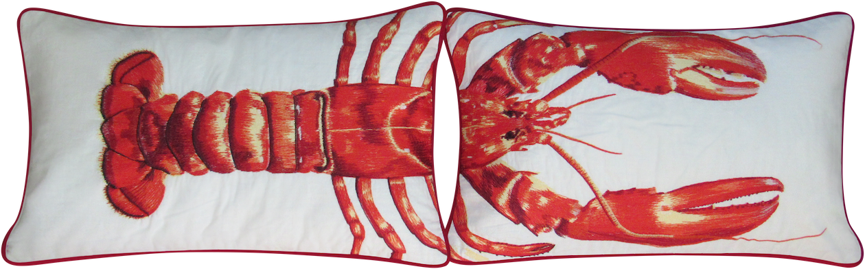 Lobster Embroidered Pillow Cover Set