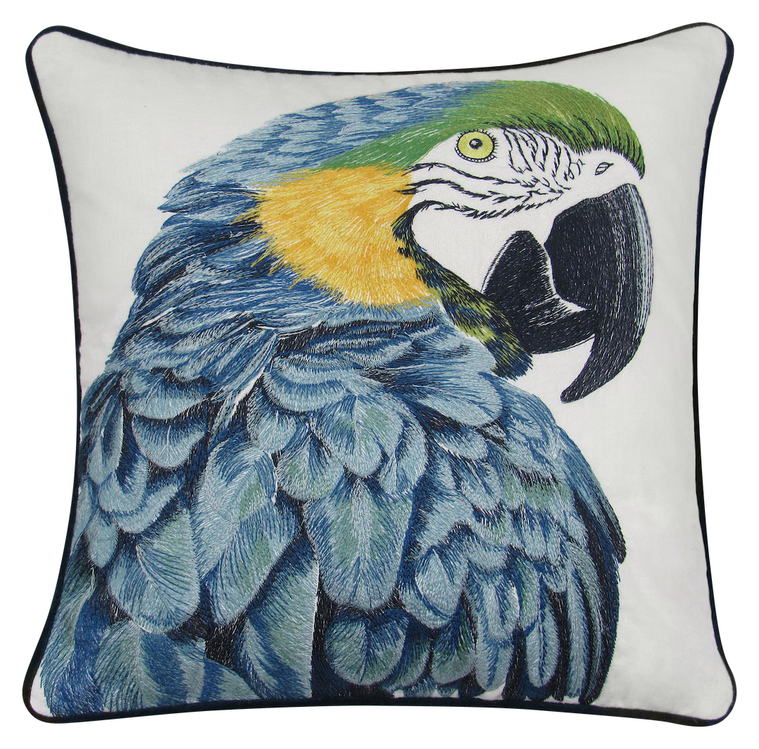 Margaritaville Blue Parrot Embroidered Pillow Cover