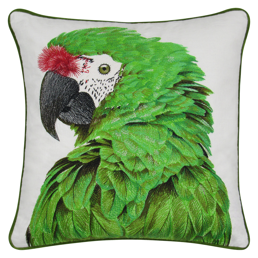 Margaritaville Green Parrot Embroidered Pillow Cover