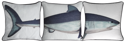 Mako Shark Embroidered Pillow Cover Set