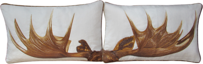 Moose Antler Embroidered Pillow Cover Set