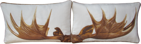 Moose Antler Embroidered Pillow Cover Set