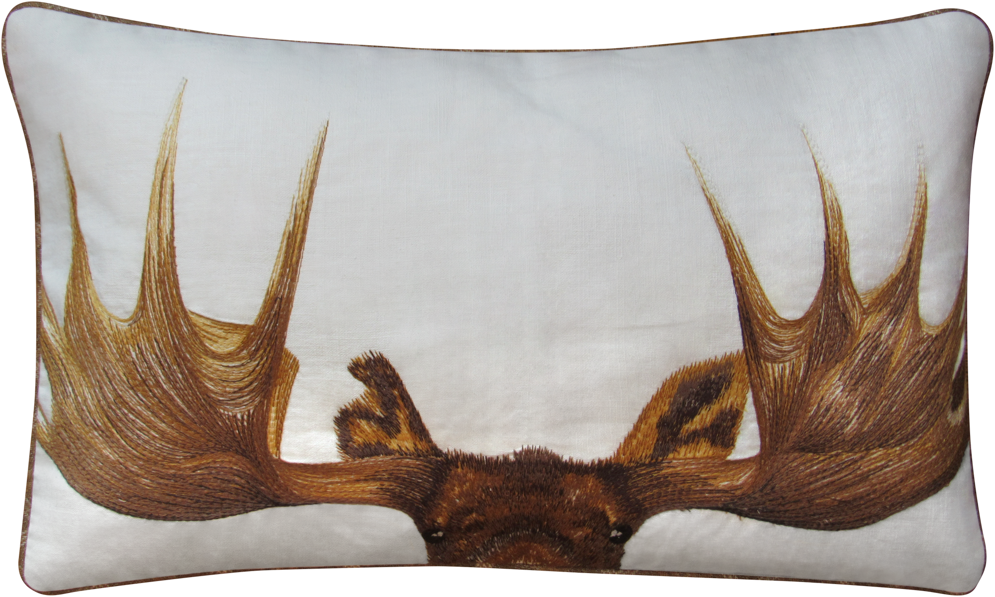 Moose Antler Embroidered Pillow Cover