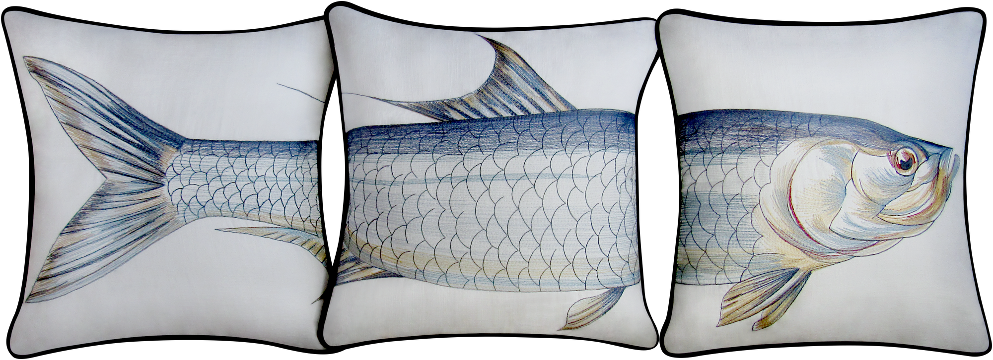 Tarpon 'Natural' Embroidered Pillow Cover Set
