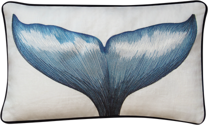 Whale Tail Embroidered Pillow Cover